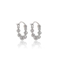 Gold and Silver Beaded Ball Hoop Earrings Metal Huggie Style view 5