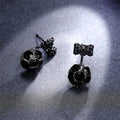 Gunmetal Bow Faceted Crystal Ball Jacket Earrings Pair view 2