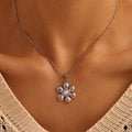 Flower Pendant Necklace Imitation Pearl Stainless Steel Chain view 3