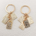 Gold Tone Mini Tarot Card Cluster Split Ring Keychain view 2