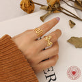 U-Wave Open Adjustable Ring Gold Steel Size 7 Metal view 3