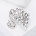 Pearl Body Crystal Neck Swan Brooch in Three Metal Tones view 4