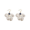 Four White Petal Flower Bead Hook and Clip Earrings view 5