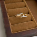 Gold Zircon Cross Open Ring Adjustable X Band Style view 4