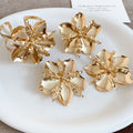 Metal Flower Open Ring Cuff Bracelet Stud Four-Piece Sets view 7