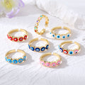 Gold Tone Open Band Evil Eye Adjustable Rings in Seven Styles view 5