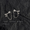 Silver Crystal Shooting Star Chain Climber Stud Earrings view 1