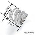 Layered Crystal Leaf Wrap Wide Band Ring in Silver Tone view 4