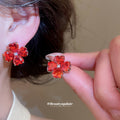 Crystal Flower Stud Earrings Pendant Necklaces Multicolor view 4