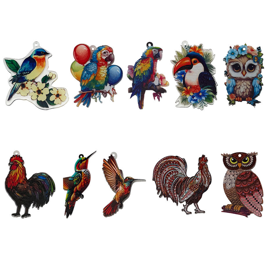 Acrylic Owl Parrot Bird Cat charm pendants for DIY necklace earrings handmade jewelry