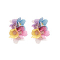 Multicolor Fabric Flower Cluster Stud Earrings Fashion Jewelry view 5