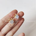 Gold Bow Clear Round Zircon Stud Earrings Crystal Pair view 3
