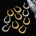 U Shape Hoop Earrings Mesh Stripe Texture Gold Steel view 2
