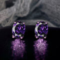 Oval Faceted Solitaire Stud Earrings In Ten Stone Colors view 6