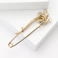 Long Safety Pin Brooch with Blue Butterfly and Crystal Drops view 3