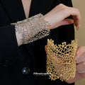 Wide Openwork Leaf Skeleton Metal Cuff Bracelets Gold Silver view 3