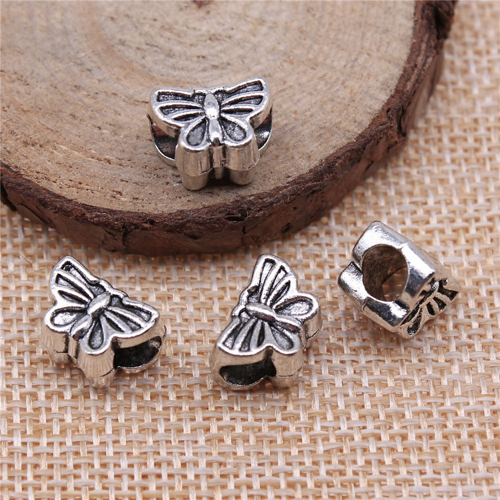 13x8.9x8.2mm 2.3g Antique Silver Zinc Alloy Butterfly Large Hole Beads for European Bracelet DIY Jewelry
