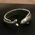 Antique Silver Koi Fish Open Wrap Band Fashion Ring Sizes view 3