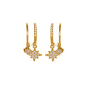 Heart and Eight Point Star Drop Earrings in Two Finishes view 5