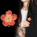 Red Gold Tone Flower Crystal Enamel Two Designs Metal Brooch Pin view 4