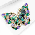 Abalone Shell Butterfly Brooch With Green and Purple Crystals view 3