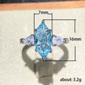 Aqua Marquise Solitaire Pear-Side Stone Ring In Silver Tone view 5