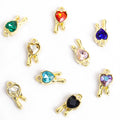 Tiny Heart Crystal Key Metal Jewelry Charms, 18 Colorways view 5