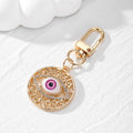 Gold and Silver Tone Openwork Rhinestone Evil Eye Clip Keychains view 2
