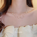 Triple Strand Clear Glass Bubble Bead Necklace Layered view 3