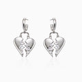 Silver Tone Broken Heart Crystal Hoop Drop Earrings view 5
