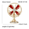 Standing Table Fan Enamel Metal Brooch in Red and Black view 4