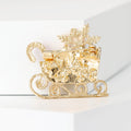 Christmas Sleigh Brooch Green Rhinestone Candy Cane Gift Pin view 3