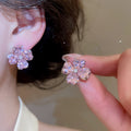Crystal Flower Stud Earrings Pendant Necklaces Multicolor view 7