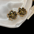 Vintage Style Crystal Floral Stud Earrings in Two Designs view 6