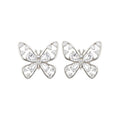 Openwork Crystal Butterfly Silver Tone Clip On Earrings view 5
