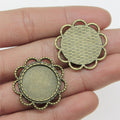 Flower Edge Round Cabochon Settings in Two Antique Finishes view 3