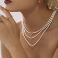 Shell Pearl Choker Necklaces Gold Zircon Geometric Pendants view 2