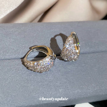 Silver Pave Teardrop Hoop Earrings With A Silver-Tone Finish