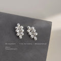 Silver Tone Gray White Pearlescent Grape Cluster Stud Earrings view 4