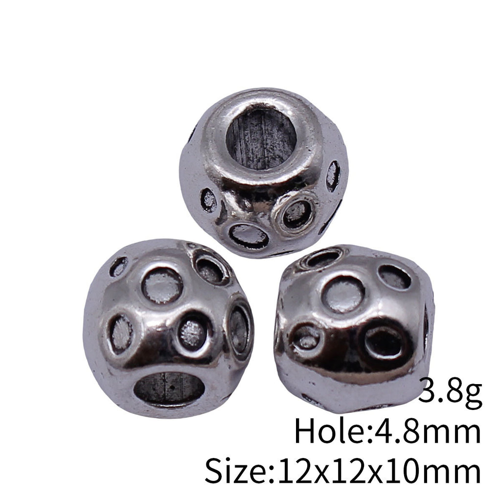 12x12x10mm 3.8g Antique Silver Zinc Alloy Concave Dot Large Hole Spacer Beads for Bracelet Jewelry Making