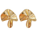 Gold Tone Folded Ribbon Sculptural Stud Earrings For Women view 5