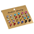 Twelve Pair Multicolor Round Faceted Stud Earring Card Set view 5
