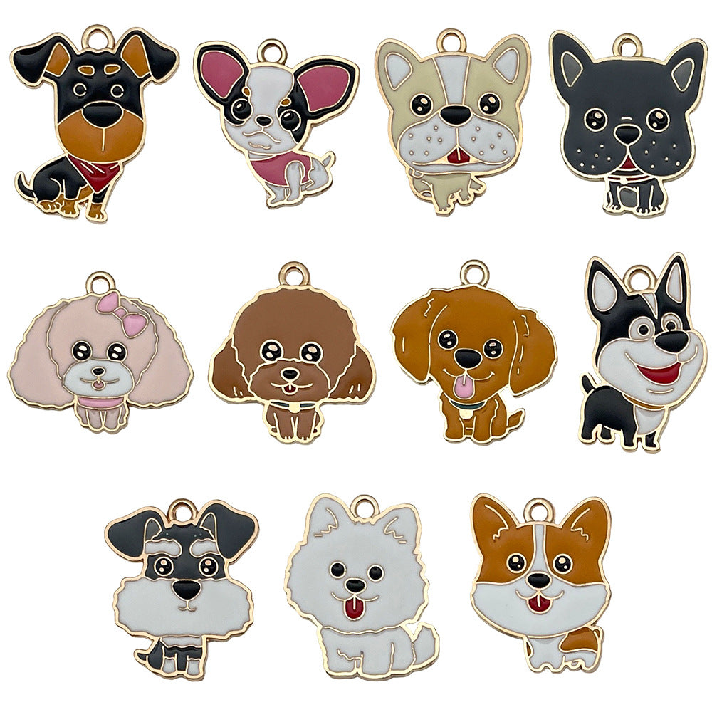 Enamel Zinc Alloy Dog Paw Print Pet Charm Pendants for DIY Keychain Necklace Jewelry