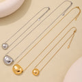 Stainless Steel Hollow Bean Oval Pendant Necklaces Gold Steel Sizes view 2
