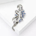 Crystal Ribbon Flower Brooch Blue Silver or Purple Rose Gold view 3