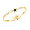Gold Black Star Spring Clasp Bangle Clear Stone Accents view 5