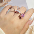 Hummingbird And Pink Oval Stone Adjustable Open Ring In Rose Tone view 3