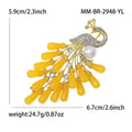Crystal Peacock Brooch With Beaded Tail Decorative Lapel Pin view 10