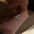 Silver Pavé Open Ring With Dangling Crystal Drop Charms view 2