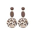 Brown Leopard Print Disc Drop Earrings in Three Bold Designs view 5